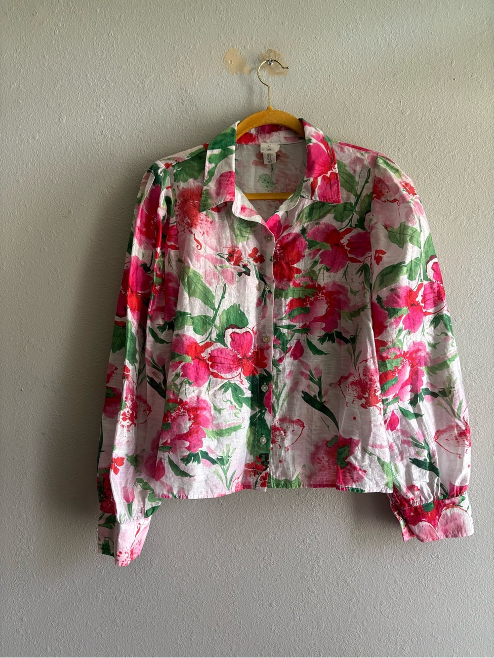Joie Floral Blouse in Pink & Green